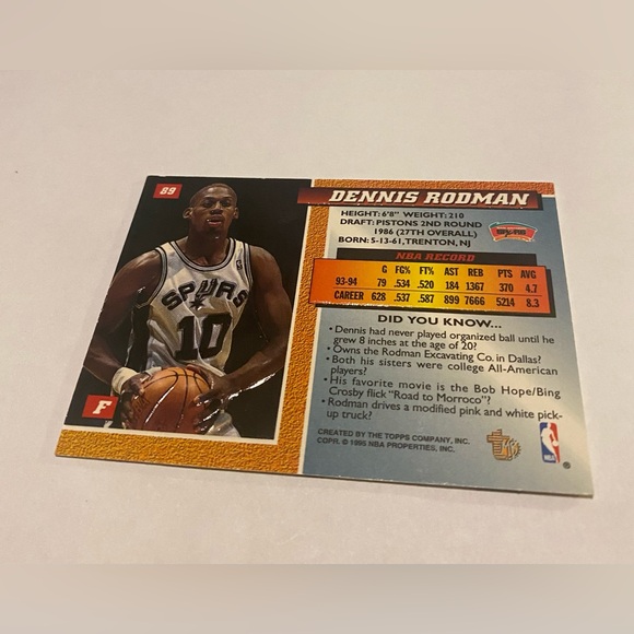 Dennis Rodman 1994-95 Topps MB Embossed Gold Basketball Card Vintage - Picture 2 of 3